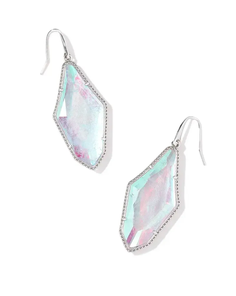 Evelyn Drop Earring Rhodium Rock Crystal Dichroic