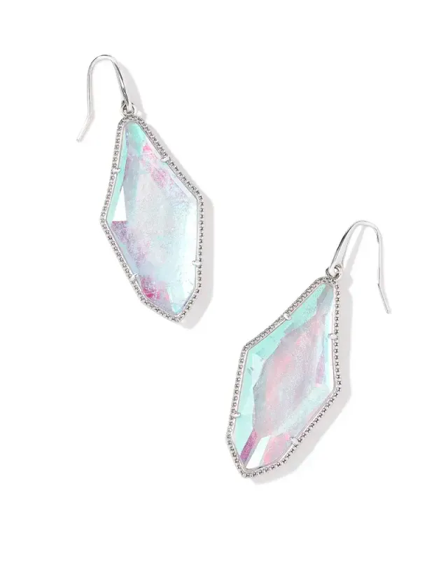 Evelyn Drop Earring Rhodium Rock Crystal Dichroic