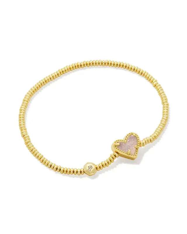 Ari Heart Stretch Bracelet Iridescent Drusy Gold