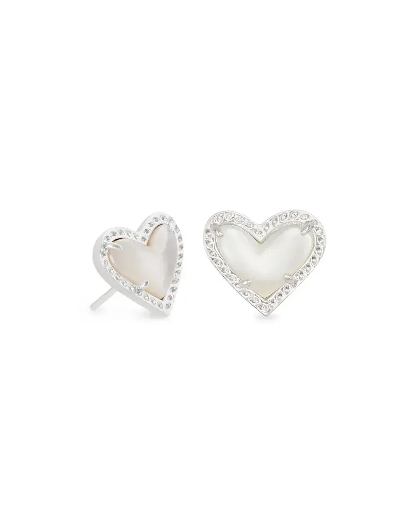 Ari Heart Stud Earring Ivory MOP Silver
