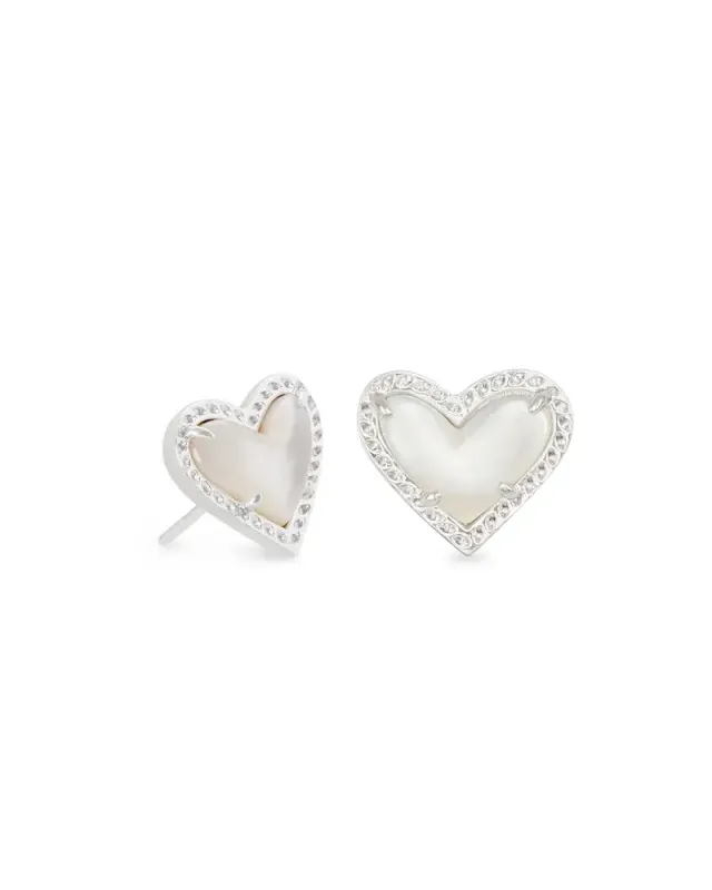Ari Heart Stud Earring Ivory MOP Silver
