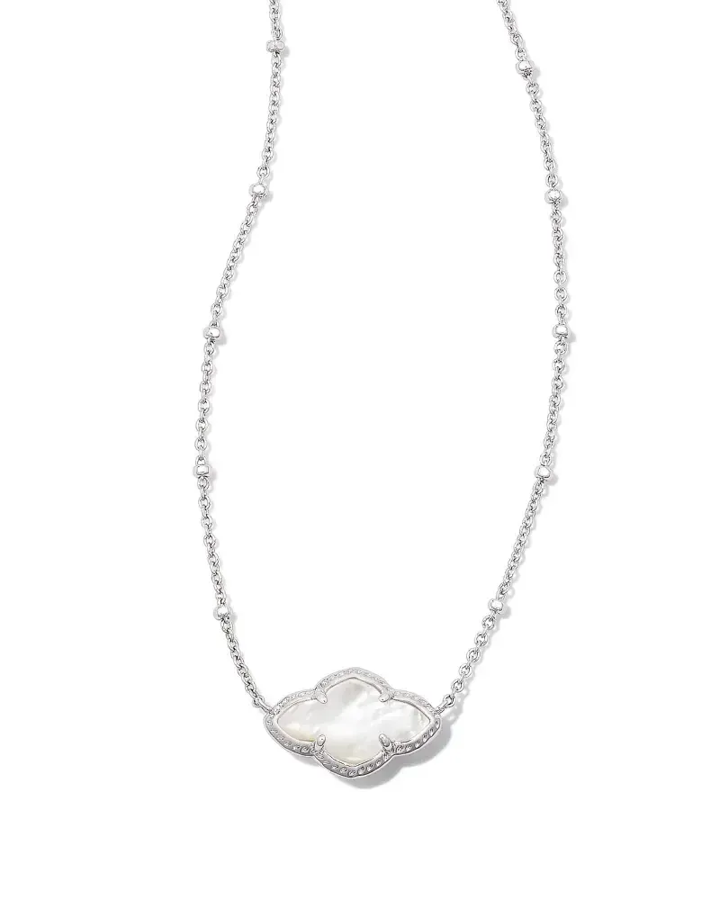 Abbie Pendant Necklace Rhodium Ivory MOP