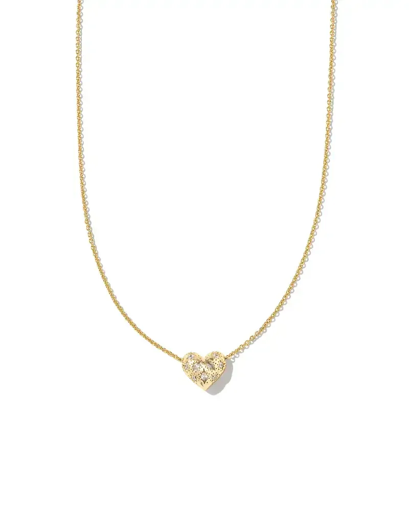Holland Heart Pendant Necklace Gold White Crystal
