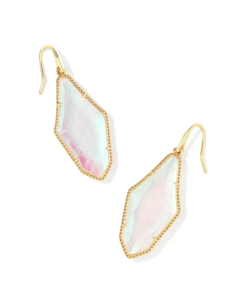 Evelyn Drop Earring Gold Rock Crystal Dichroic