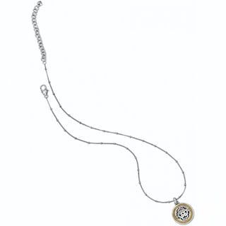 Intrigue Reversible Petite Necklace Silver Two Tone Medallion