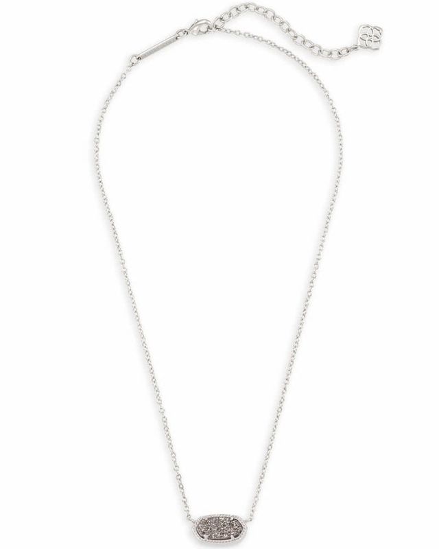 Elisa Pendant Necklace Rhodium Platinum Drusy