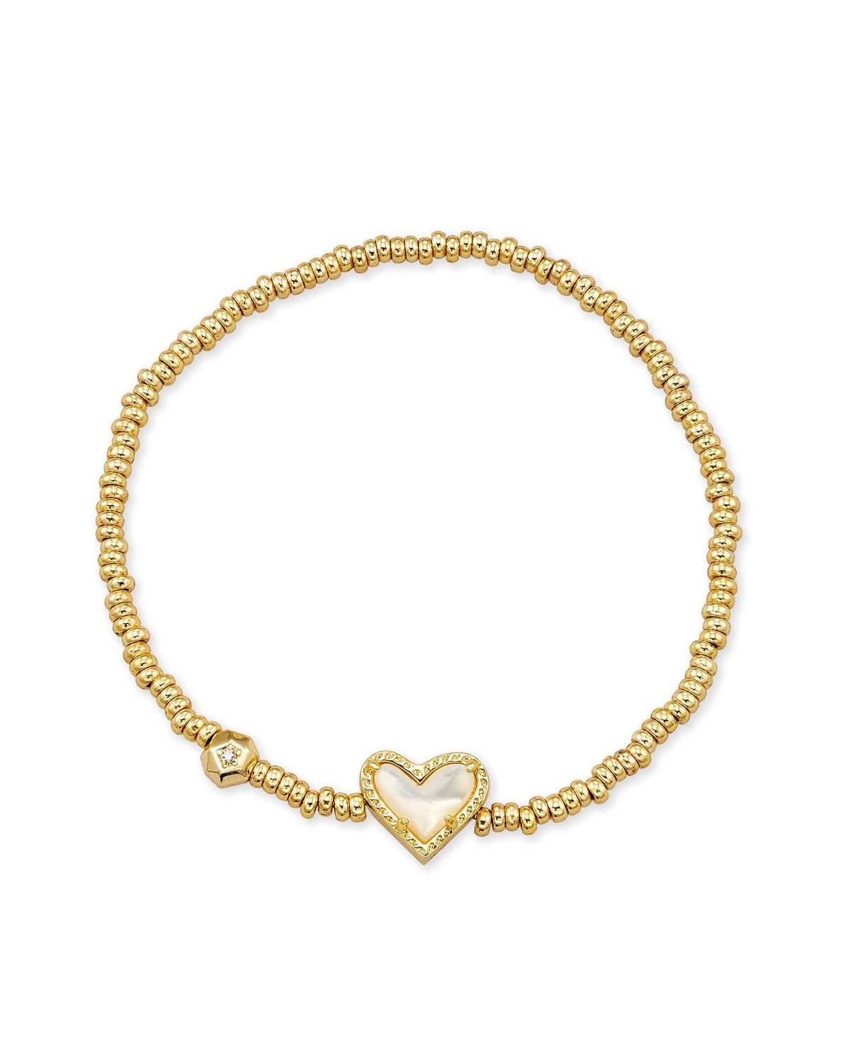Ari Heart Stretch Bracelet Ivory MOP Gold