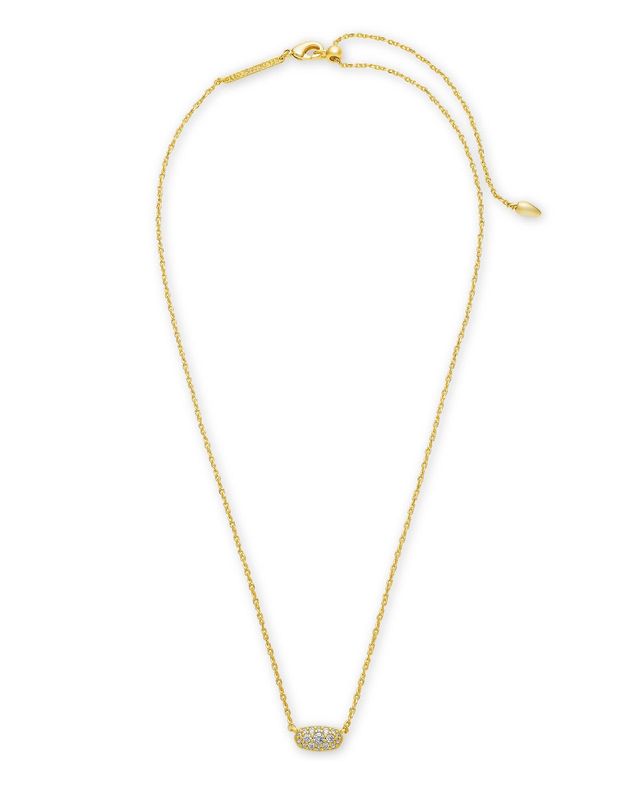 Grayson Crystal Pendant Necklace Gold Metal White CZ