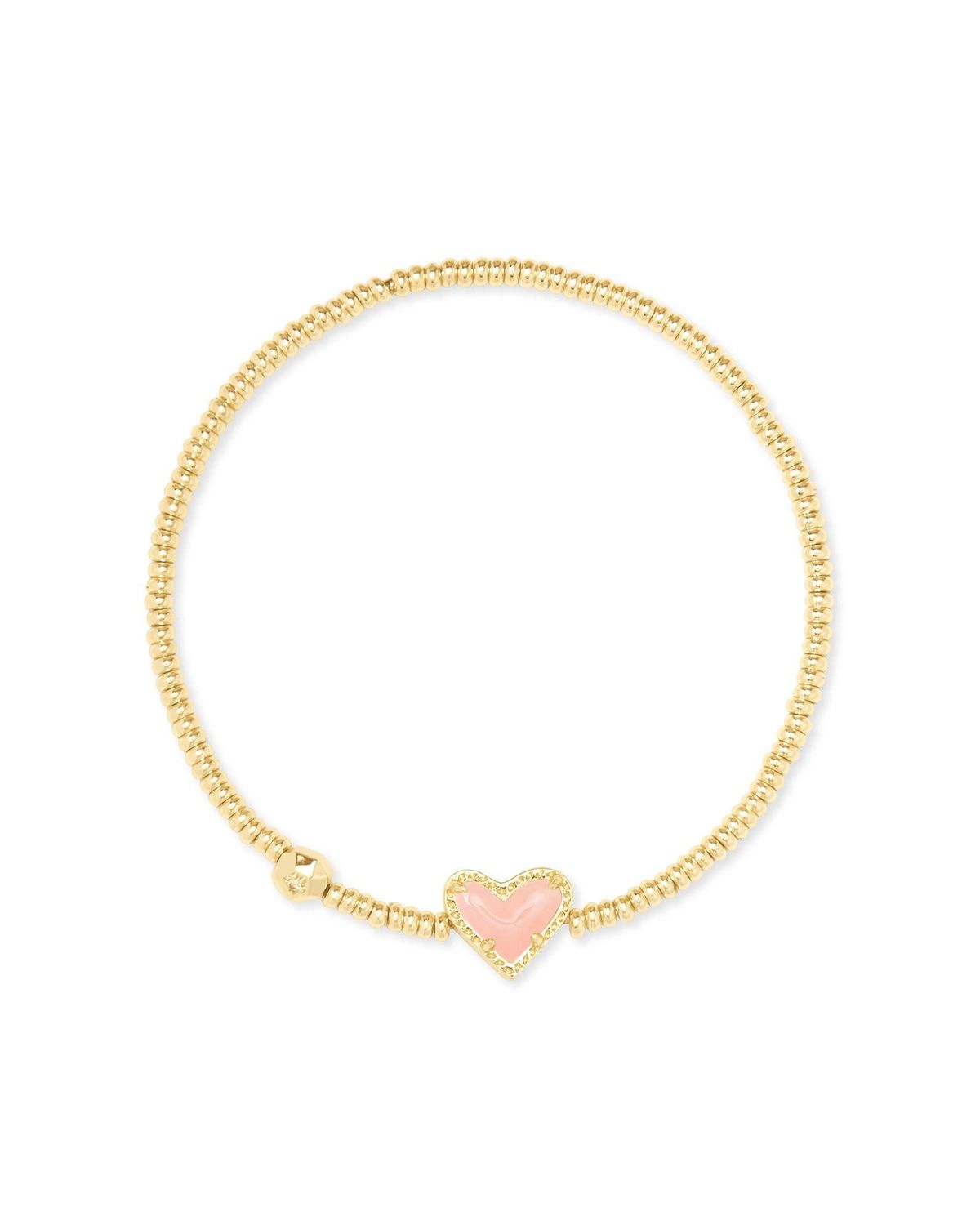Ari Heart Stretch Bracelet Rose Quartz Gold