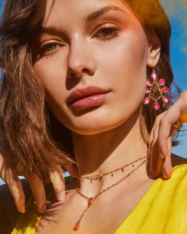 Camry Open Frame Gold Earrings in Azalea Illusion
