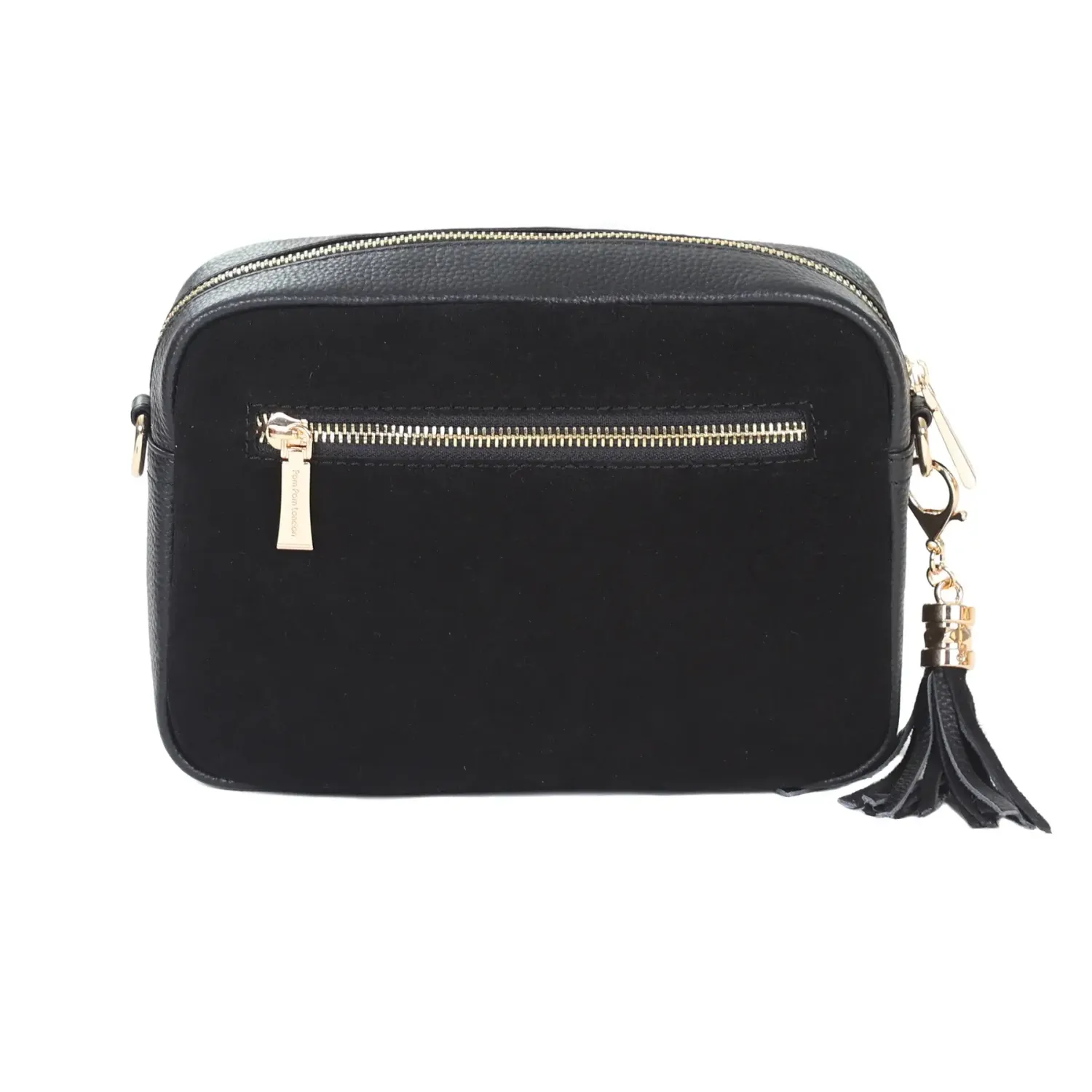 Pom Pom London City Suede &amp; Leather Bag Black