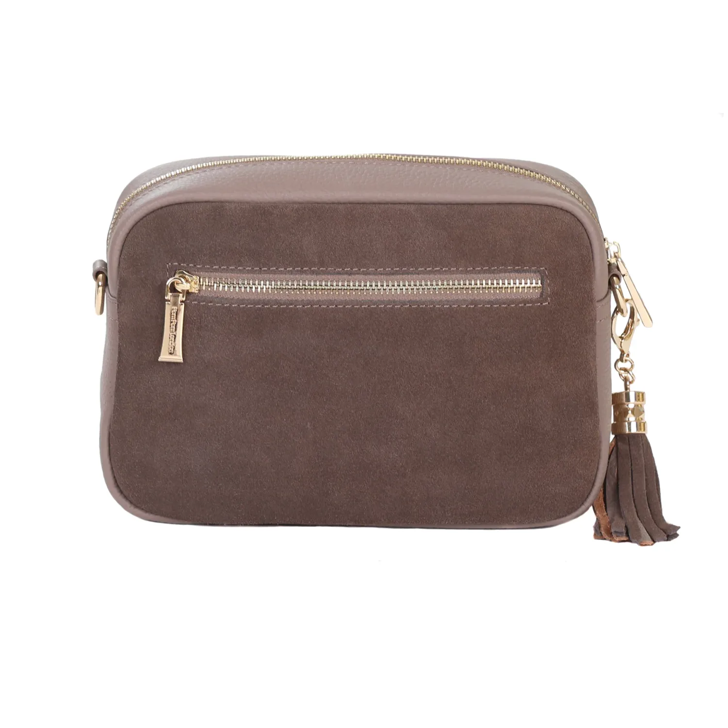 Pom Pom London City Suede &amp; Leather Bag Mocha