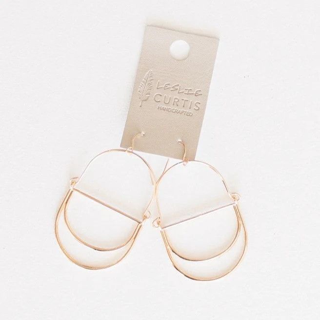 Cole Oval Geometric Gold Hoop 2&quot; Earrings