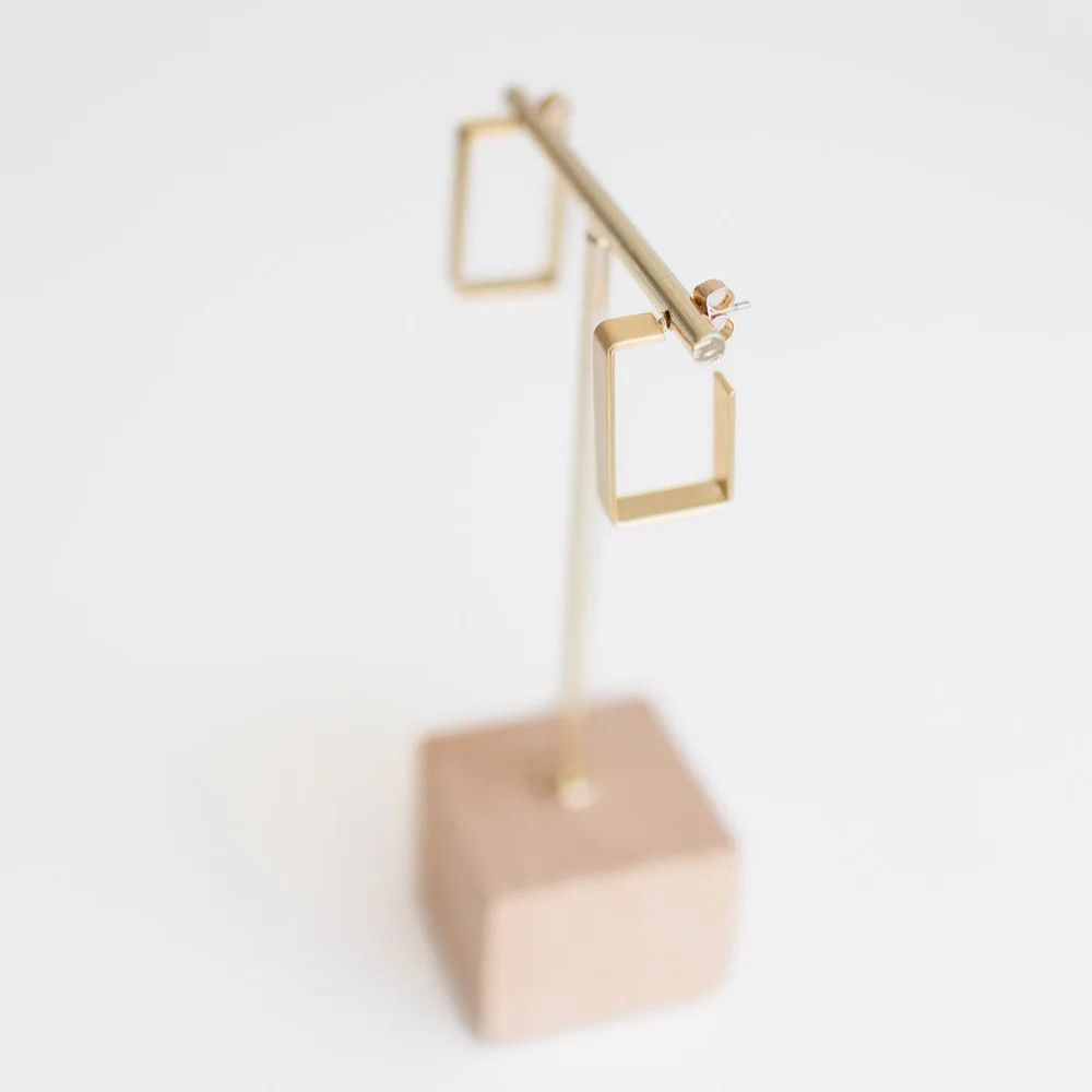 Emmie Brushed Gold Rectangle Post 1&quot; Earrings
