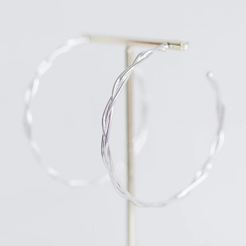 Berkley 2&quot; Braided Silver Hoop Earrings