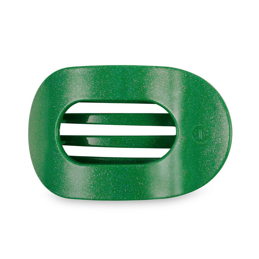Large Flat Round Hair Clip Shamrock Shimmer