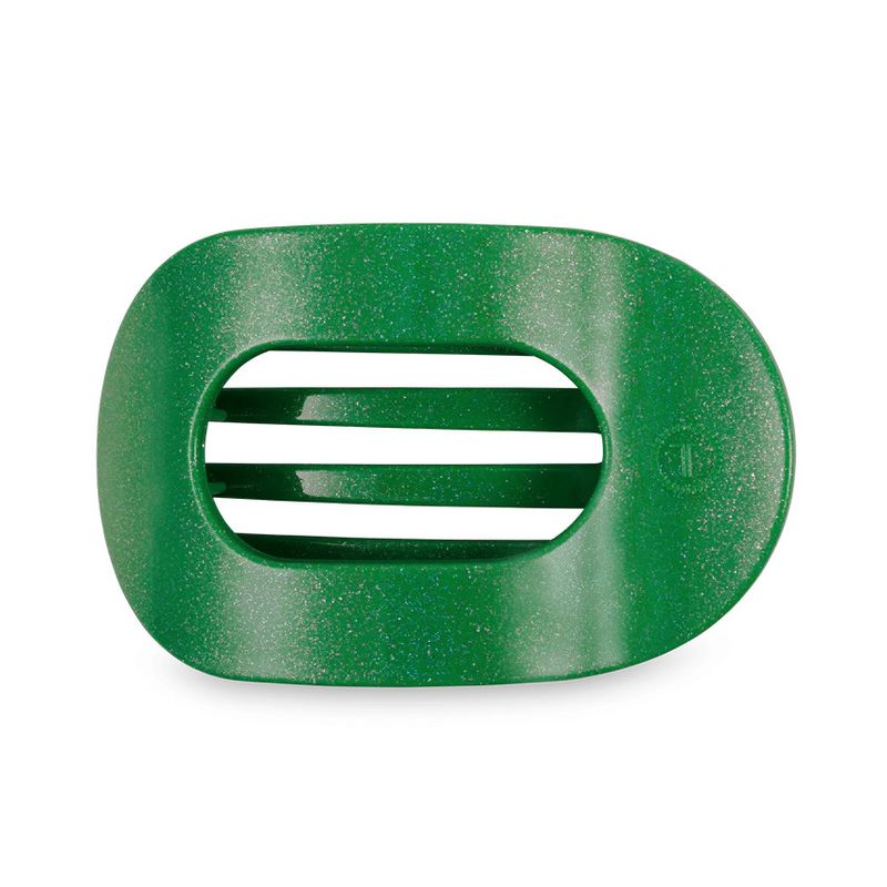 Large Flat Round Hair Clip Shamrock Shimmer