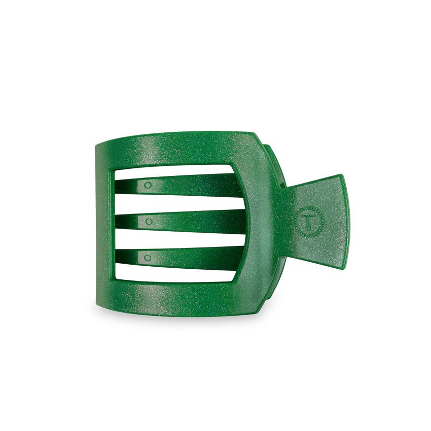 Medium Flat Square Hair Clip Shamrock Shimmer