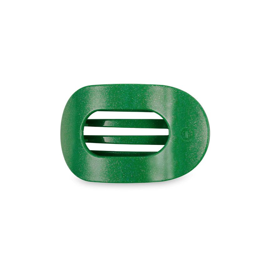 Small Flat Round Hair Clip Shamrock Shimmer