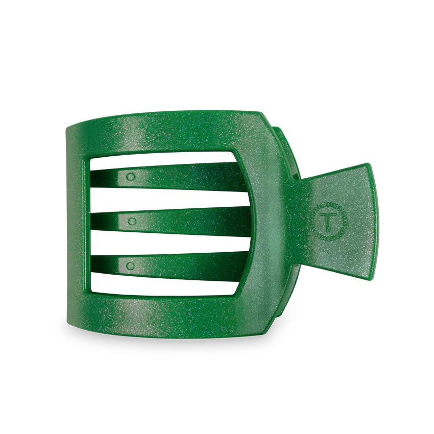 Large Flat Square Hair Clip Shamrock Shimmer