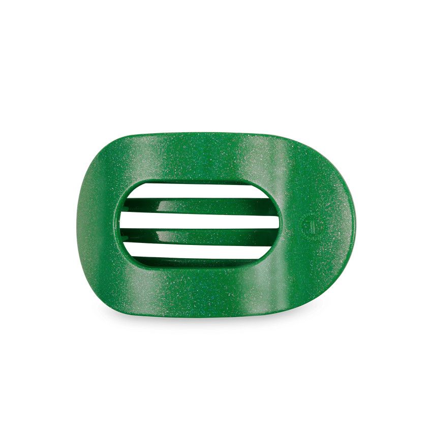 Medium Flat Round Hair Clip Shamrock Shimmer