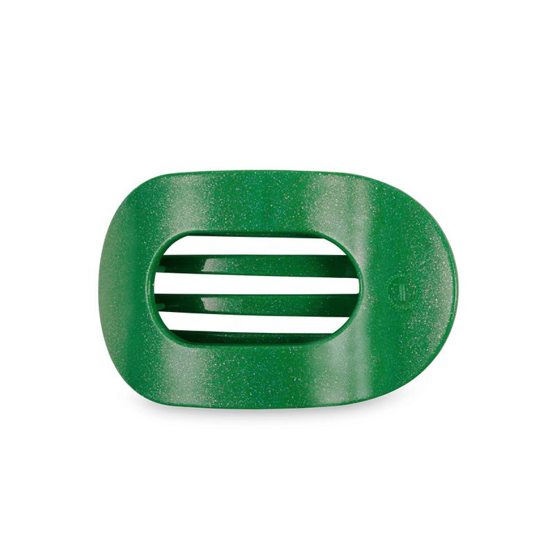 Medium Flat Round Hair Clip Shamrock Shimmer