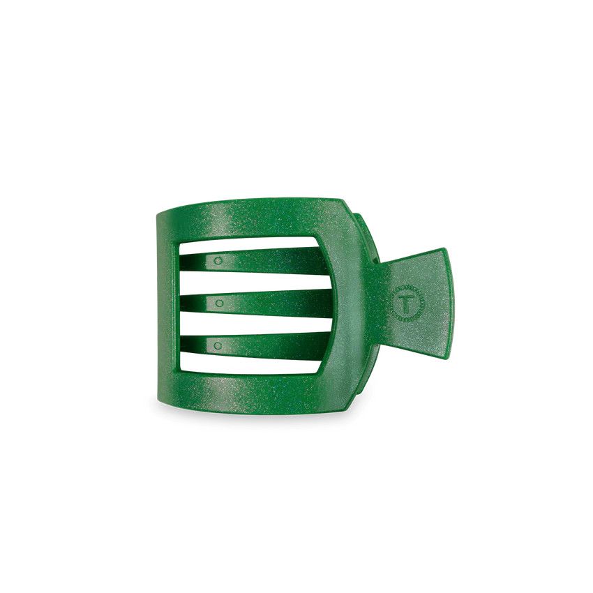 Small Flat Square Hair Clip Shamrock Shimmer