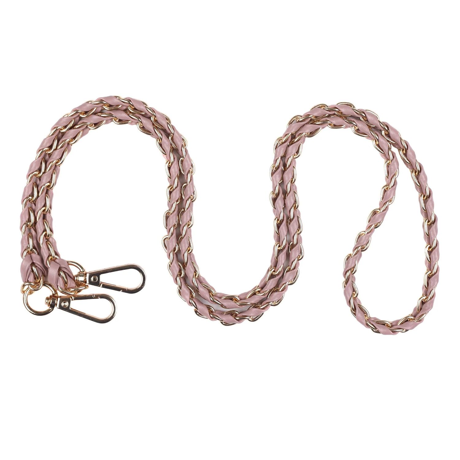 Pom Pom Strap Gold Chain Wood Rose Weave