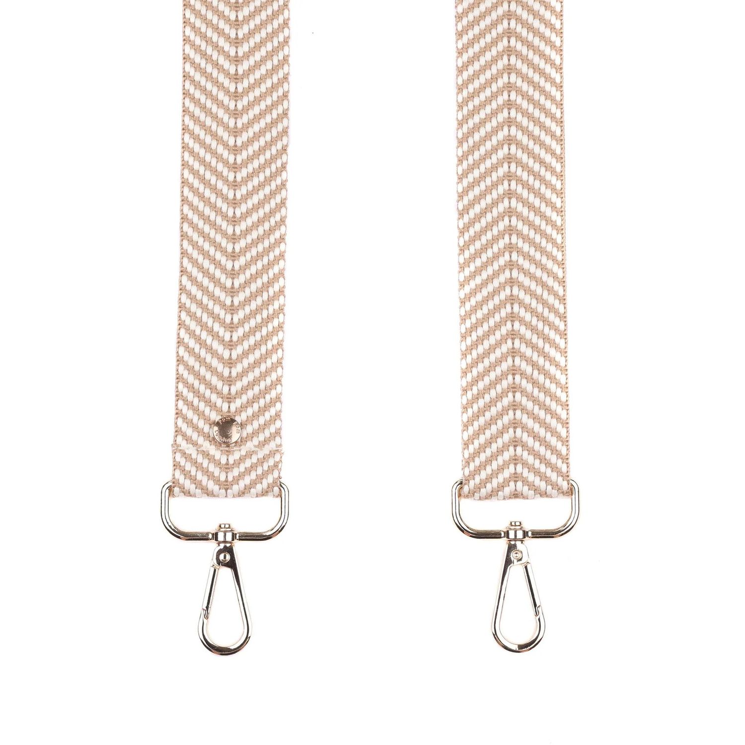 Pom Pom Strap Latte Herringbone