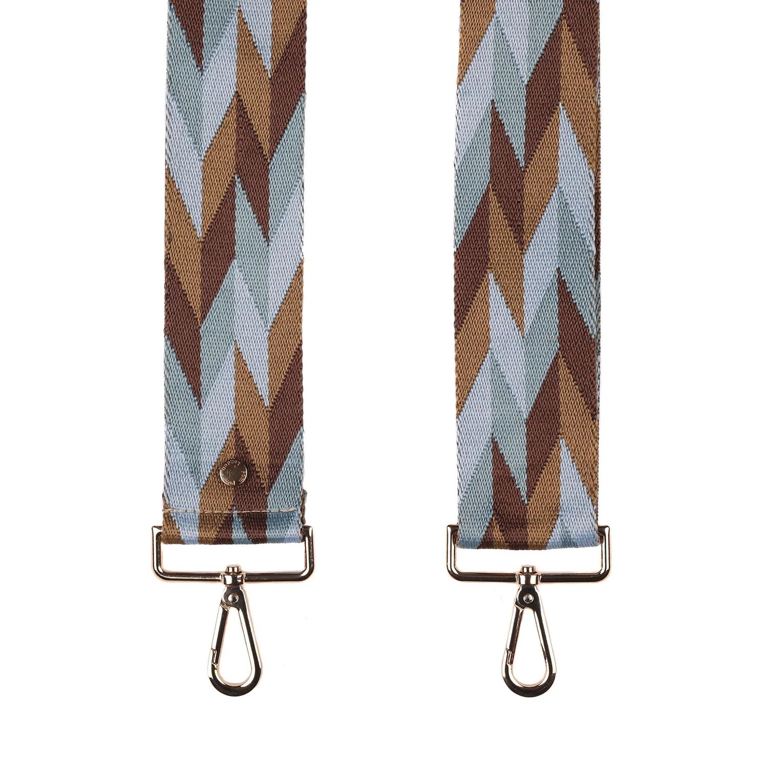 Pom Pom Strap Toffee and Blue Harlequin
