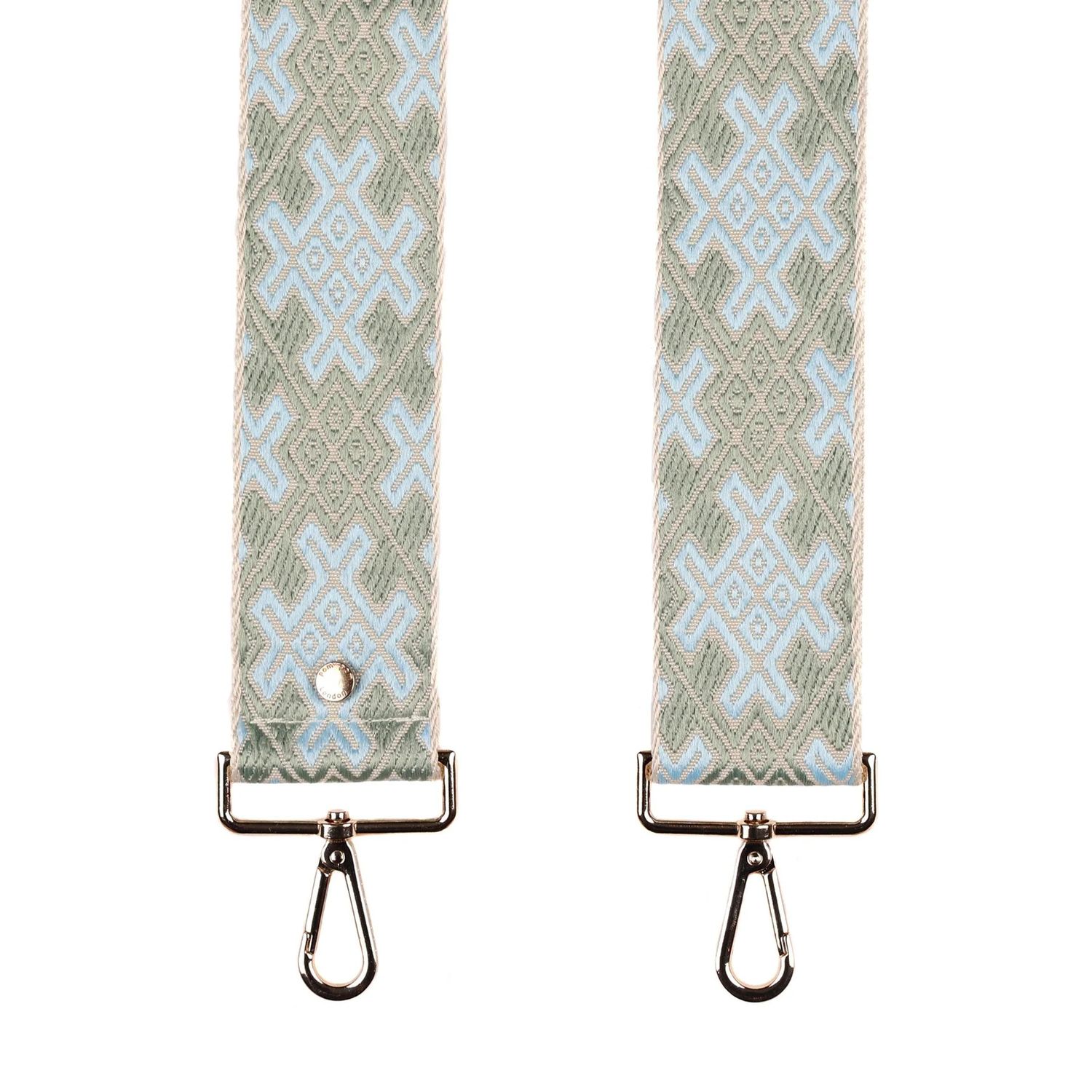 Pom Pom Strap Mint and Blue Cross Stitch