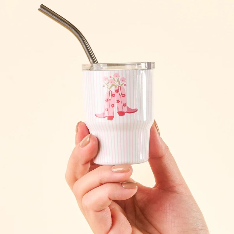 2 oz Tiny Tumbler w/ Straw Cowgirl Boots