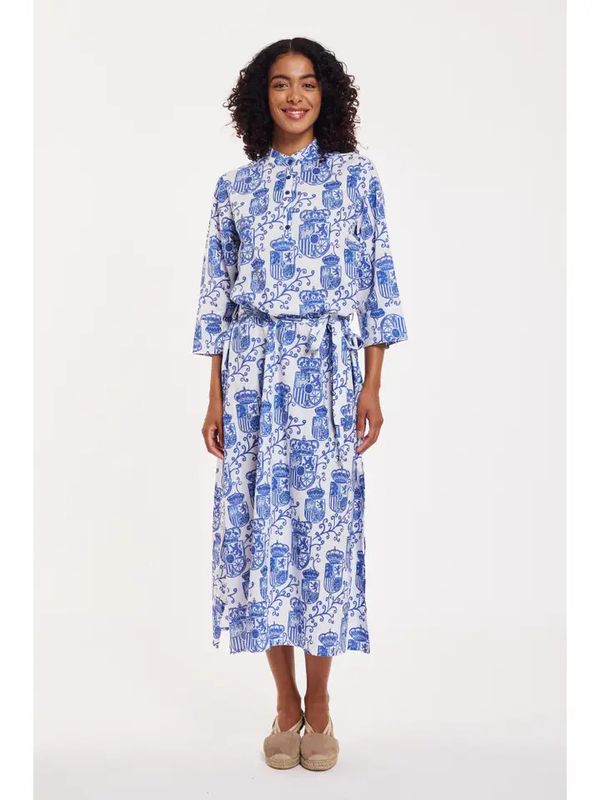Elina Maxi Dress Alcazar de Sevilla White Blue