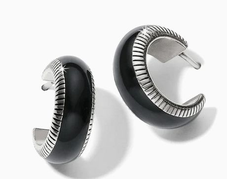Interlok Noir Black Small Hoop Earrings
