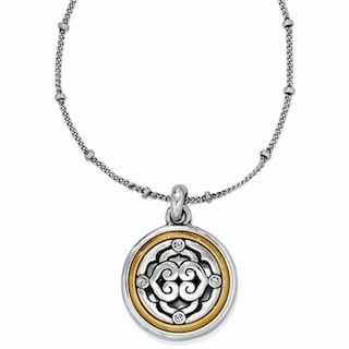 Intrigue Reversible Petite Necklace Silver Two Tone Medallion