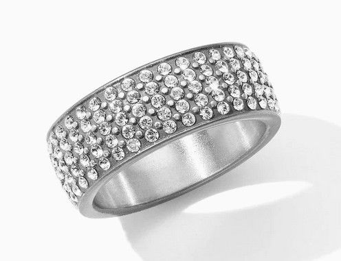 Meridian Ring Silver w/ Pave Crystals Size 8