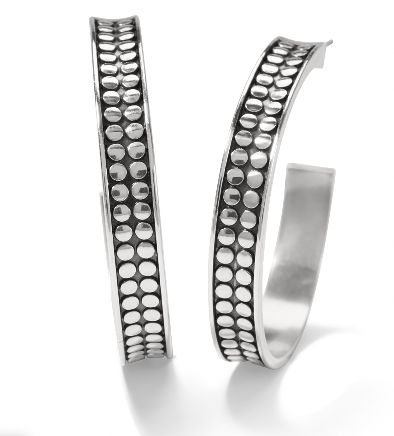 Pebble Dot Medium Hoops Silver OS
