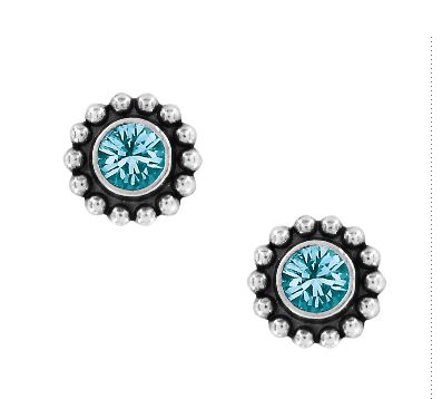 Twinkle Blue Zircon Mini Post Earrings Silver