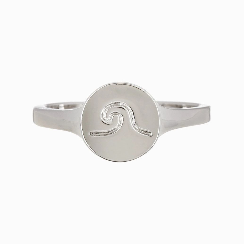 Wave Coin Ring Silver, Size: 5