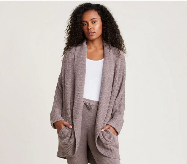 Cozy Chic Lite Waffle Cocoon Cardigan Driftwood, Size: XXSmall/XSmall