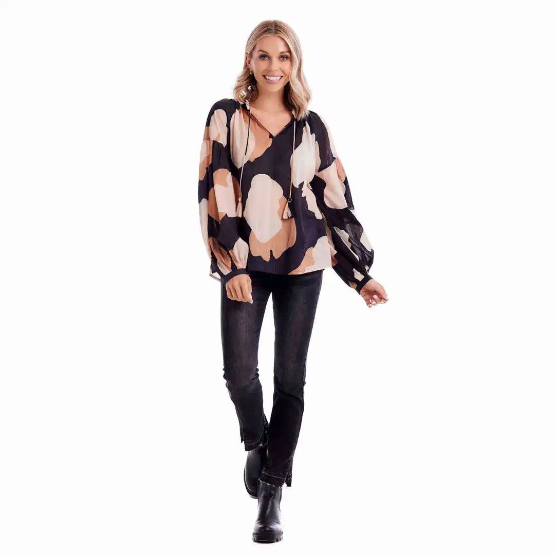 Jovie Flounce Top , Color: Black, Size: Small