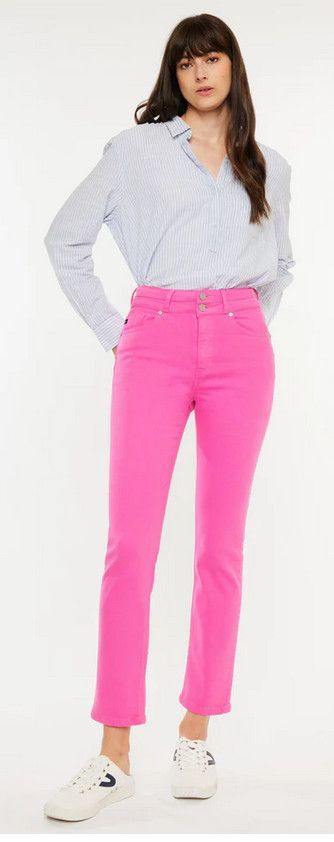 Cadence Ultra High Rise Slim Straight Leg Hot Pink, Size: 1/24