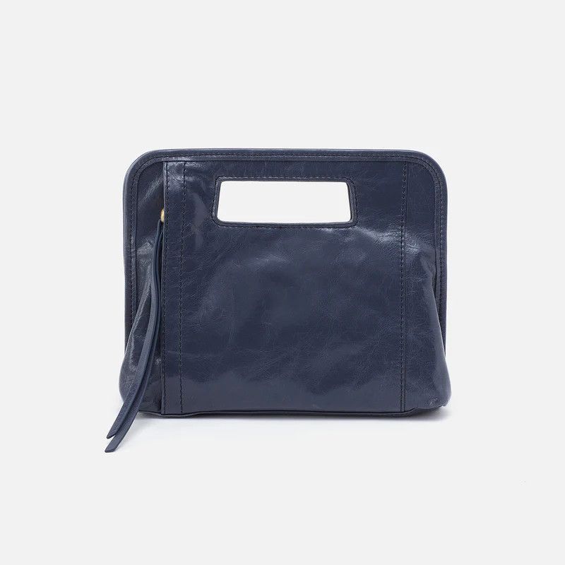 Ace Clutch Polished Leather Blue Stone