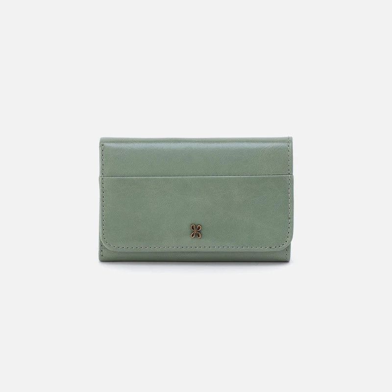 Jill Trifold Wallet Polished Leather Jade