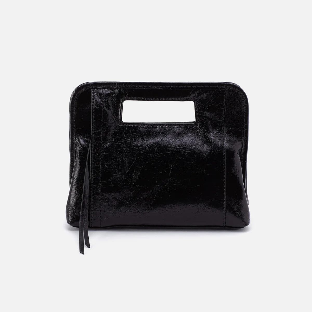 Ace Clutch Polished Leather Black