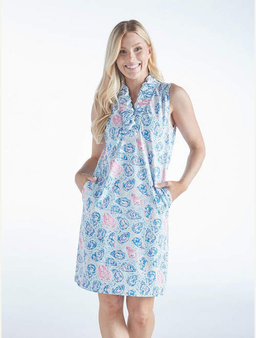 Ruffle Neck Dress Oyster