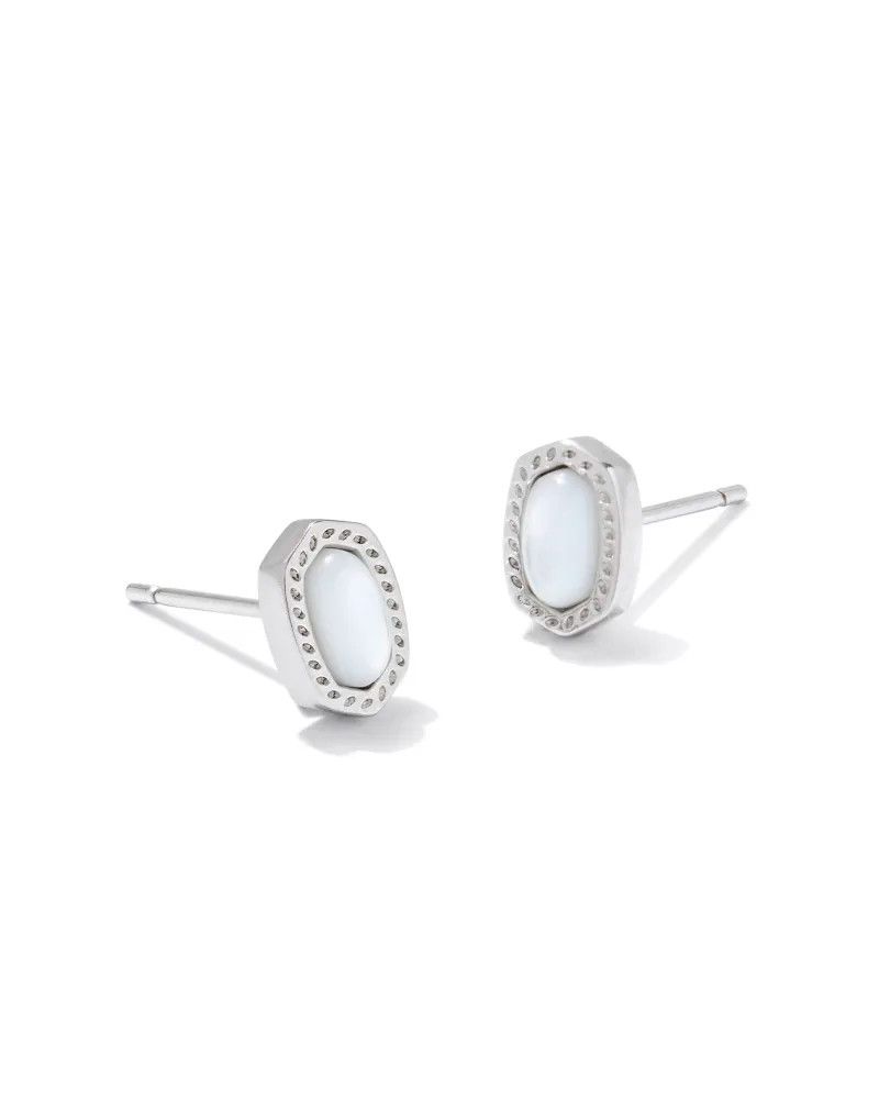 Mini Ellie Stud Earrings Ivory MOP Silver