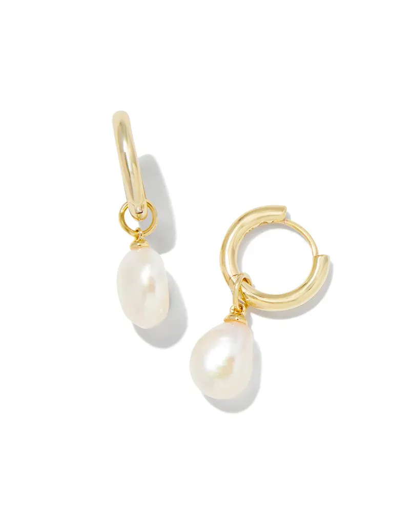 Willa Huggie Earring White Pearl Gold
