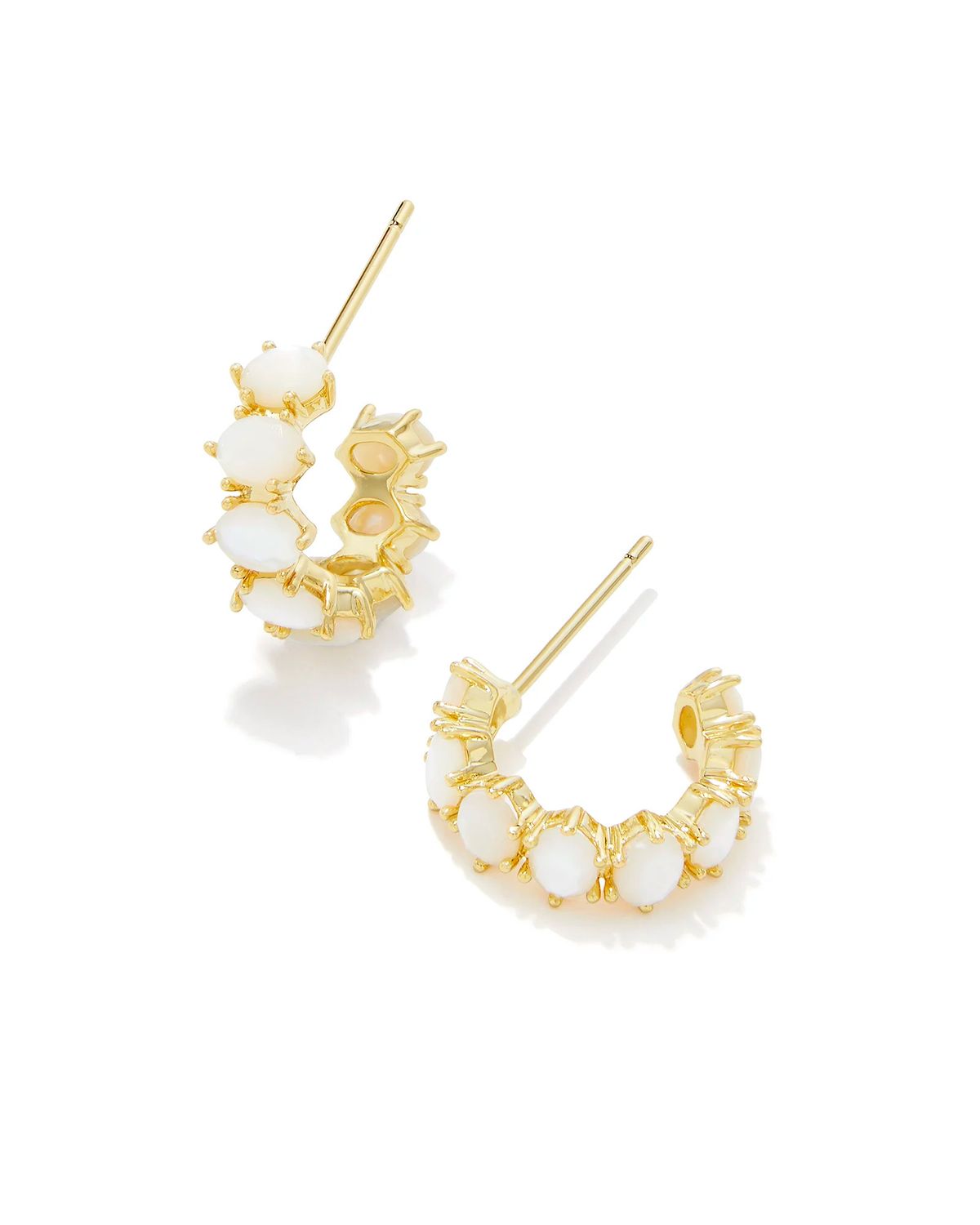 Cailin Crystal Huggie Earring Ivory MOP Gold
