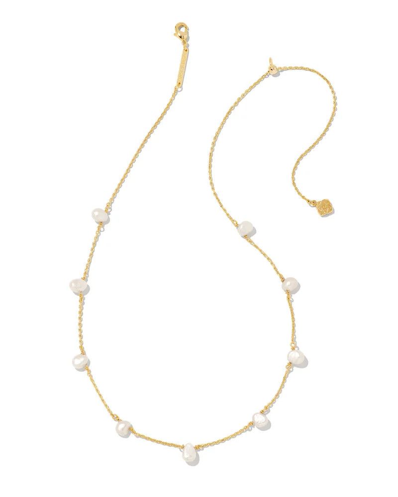 Leighton Pearl Strand Necklace White Pearl Gold